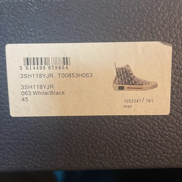 DIOR B23 HIGH TOP LOGO OBLIQUE WHITE BLACK CLEAR TRANSLUCENT SIZE 11/45 - Picture 6 of 7